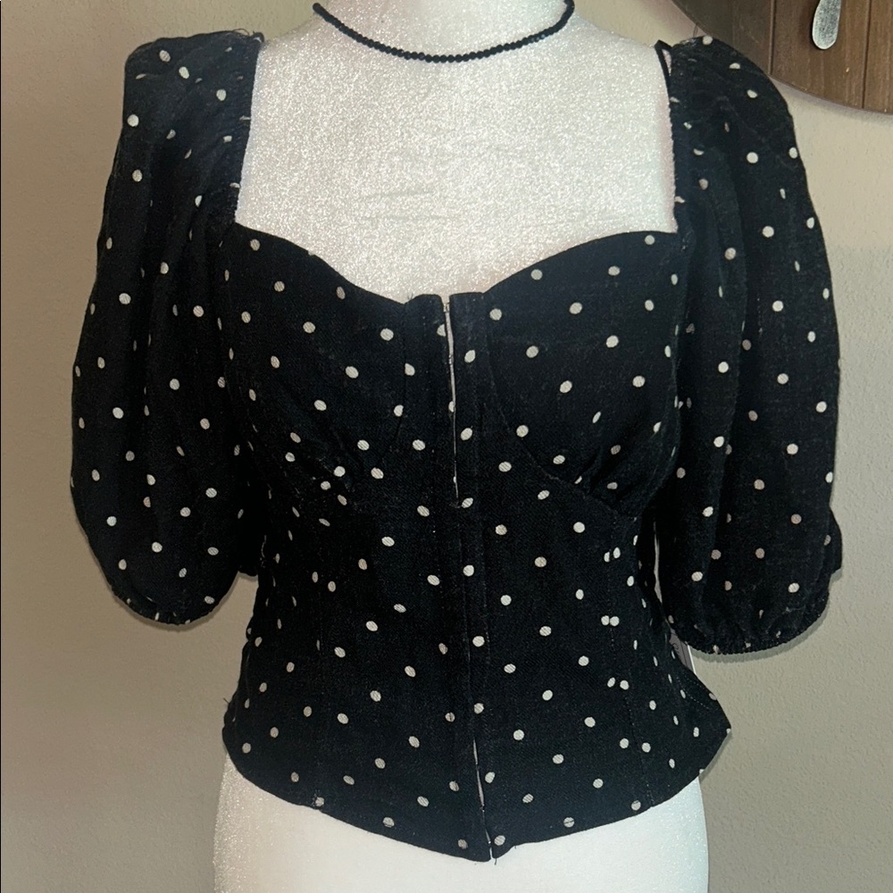 Sienna Sky Black and White Polka Dot Blouse